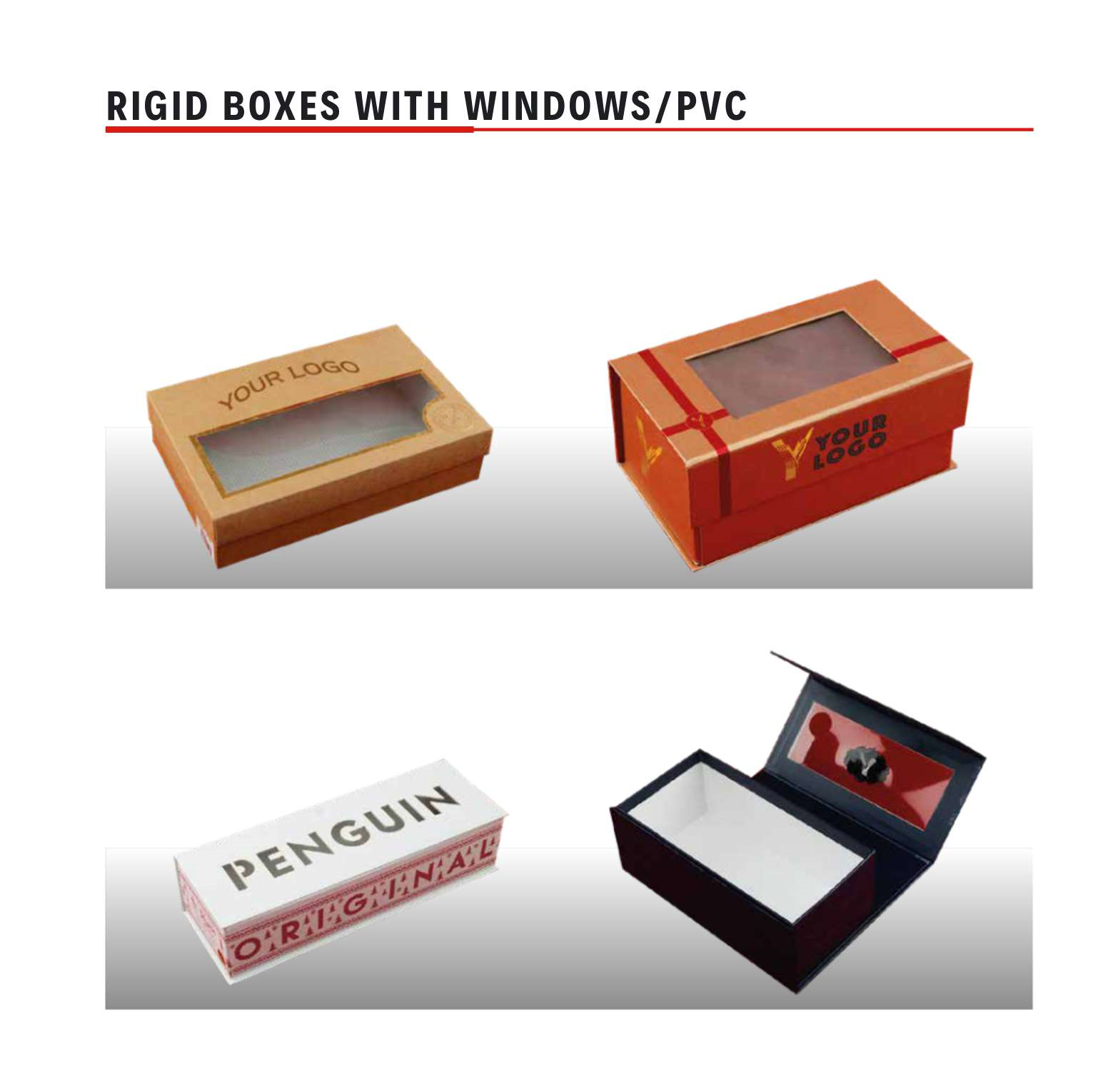 rigid boxes with pvc windows